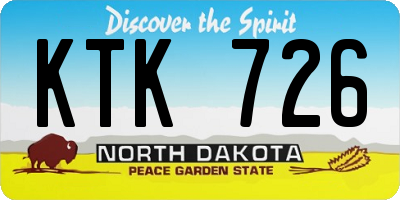 ND license plate KTK726