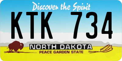 ND license plate KTK734