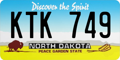ND license plate KTK749