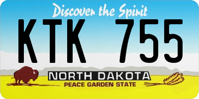ND license plate KTK755