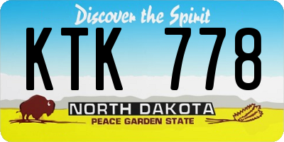 ND license plate KTK778