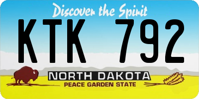 ND license plate KTK792