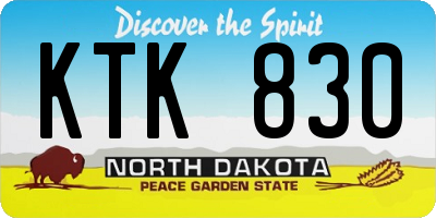 ND license plate KTK830