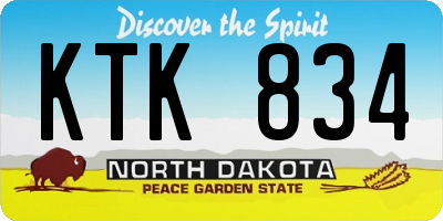 ND license plate KTK834
