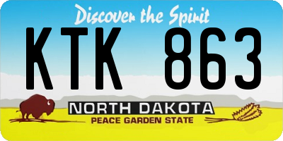 ND license plate KTK863