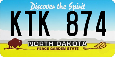 ND license plate KTK874