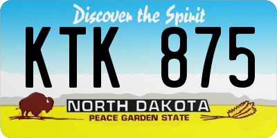 ND license plate KTK875