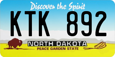 ND license plate KTK892