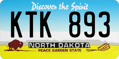 ND license plate KTK893