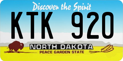 ND license plate KTK920