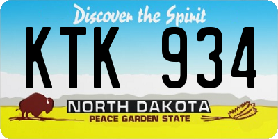 ND license plate KTK934