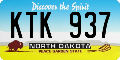 ND license plate KTK937