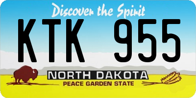 ND license plate KTK955