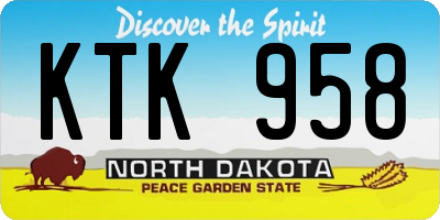 ND license plate KTK958