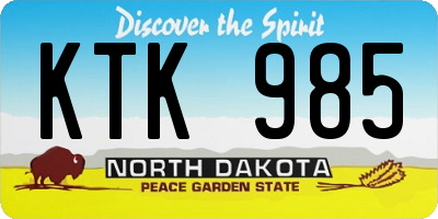 ND license plate KTK985