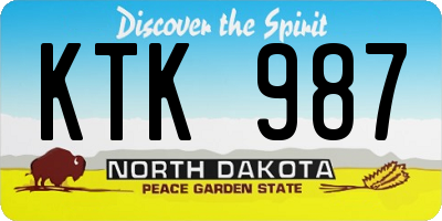 ND license plate KTK987