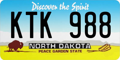 ND license plate KTK988