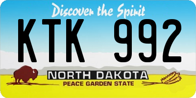 ND license plate KTK992