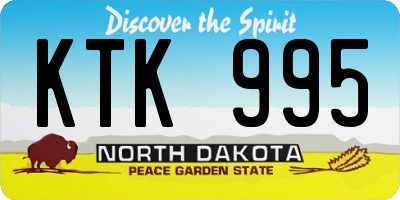 ND license plate KTK995