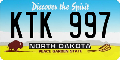 ND license plate KTK997