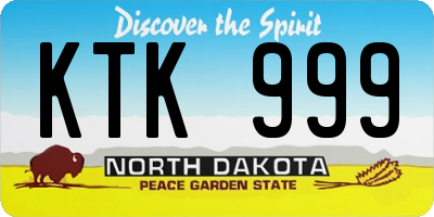 ND license plate KTK999