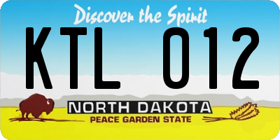 ND license plate KTL012