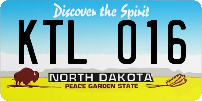 ND license plate KTL016