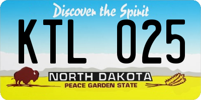ND license plate KTL025