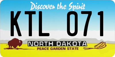 ND license plate KTL071