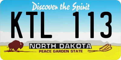 ND license plate KTL113