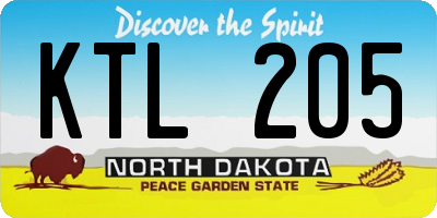 ND license plate KTL205