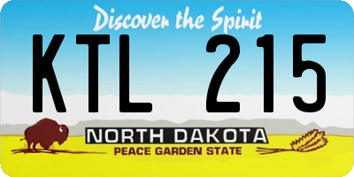 ND license plate KTL215