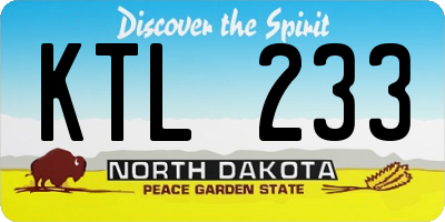 ND license plate KTL233
