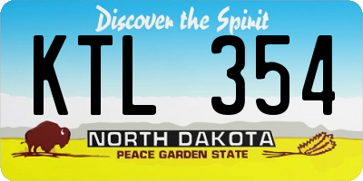ND license plate KTL354