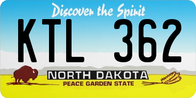 ND license plate KTL362
