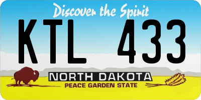 ND license plate KTL433