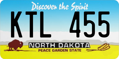 ND license plate KTL455
