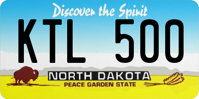 ND license plate KTL500