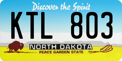 ND license plate KTL803