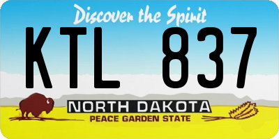 ND license plate KTL837