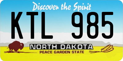 ND license plate KTL985