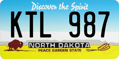 ND license plate KTL987