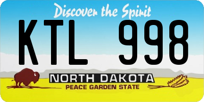 ND license plate KTL998
