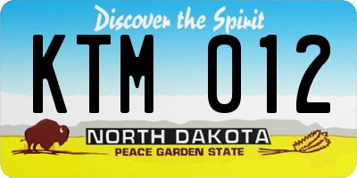 ND license plate KTM012