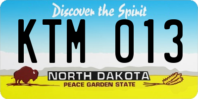 ND license plate KTM013