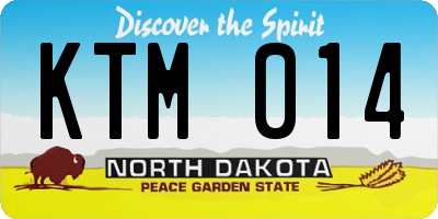 ND license plate KTM014