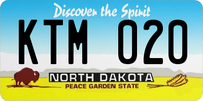 ND license plate KTM020