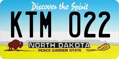 ND license plate KTM022
