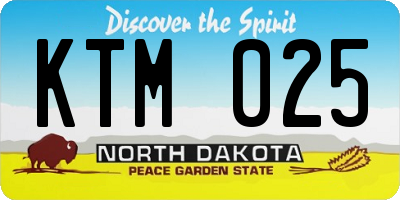 ND license plate KTM025