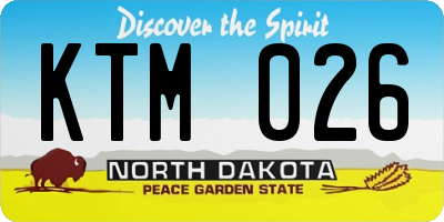 ND license plate KTM026